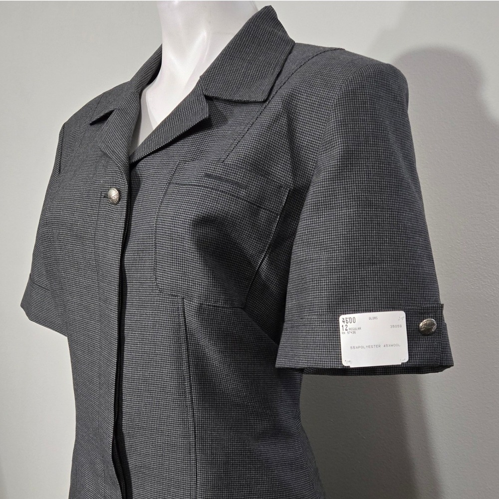 The Delta Collection Uniform Dress Grey 12R houndstooth short sleeve wool blend - Picture 3 of 13